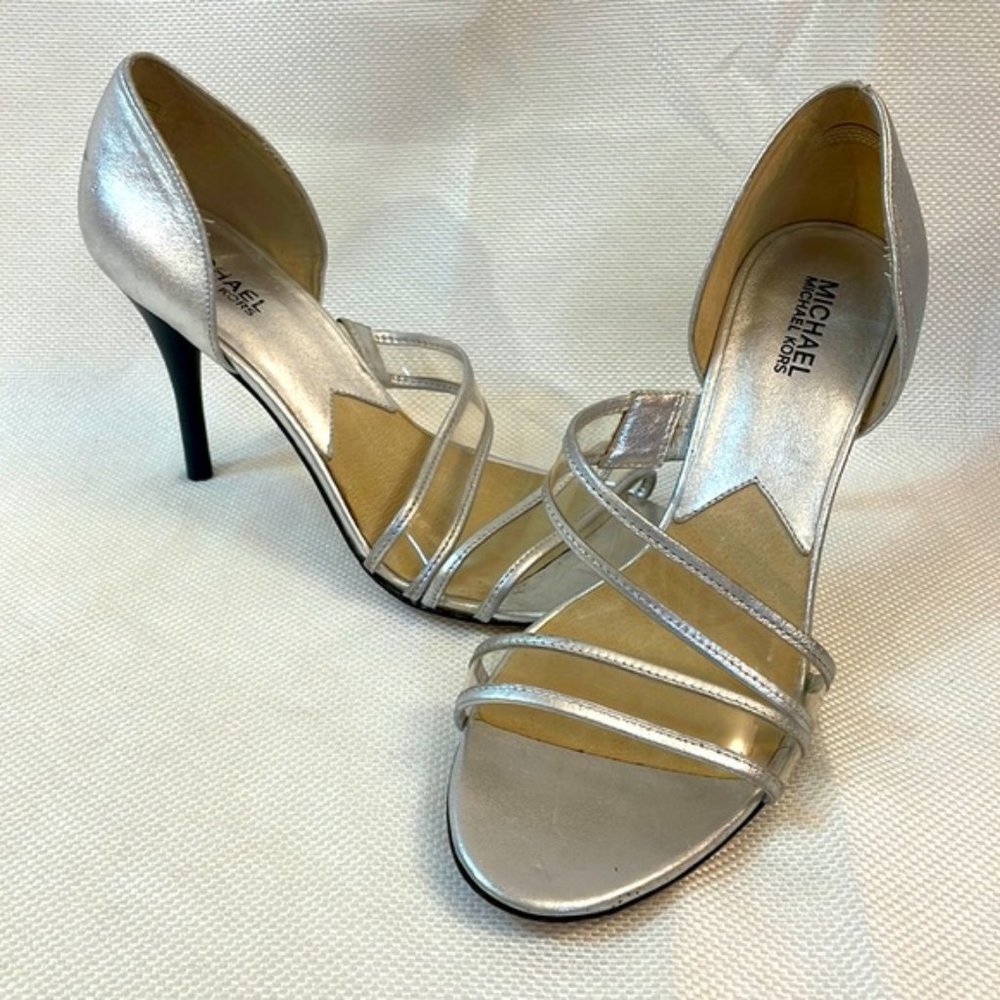 Michael Kors metallic silver 4 heels size 10